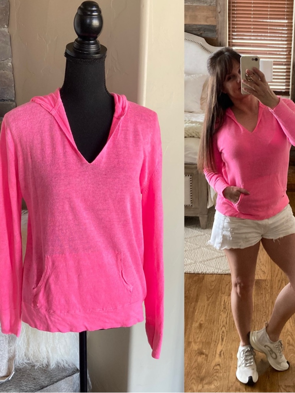 Lilly Pulitzer Barbie Pink Linen Hooded Top Hoodie